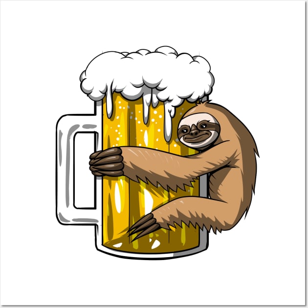 Sloth Beer Party Wall Art by underheaven